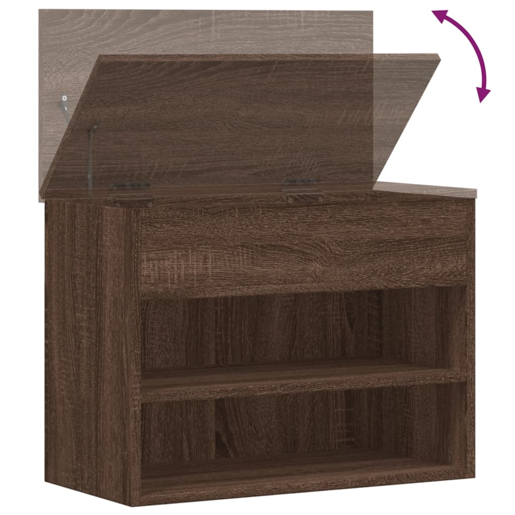 vidaXL Banco zapatero madera contrachapada roble marrón 60x30x45 cm