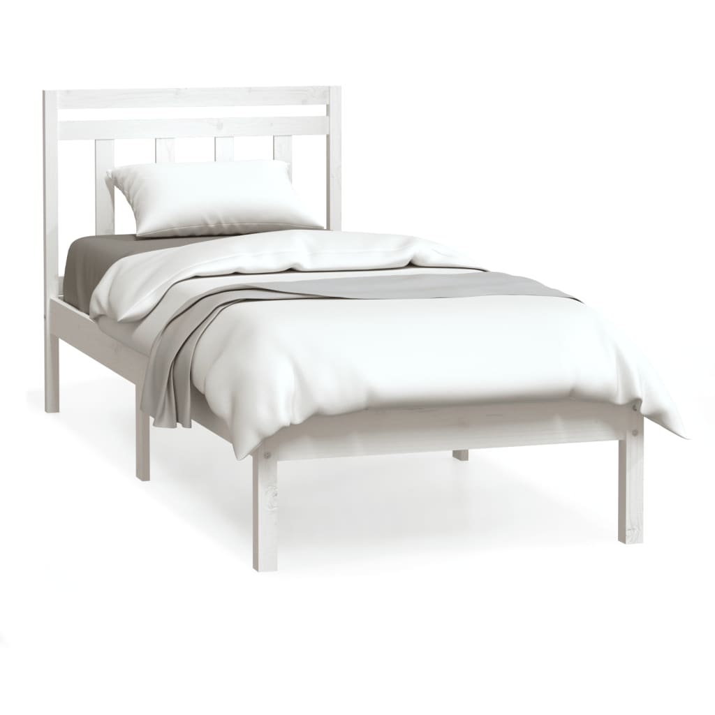 vidaXL Estructura de cama individual madera maciza blanco 75x190 cm