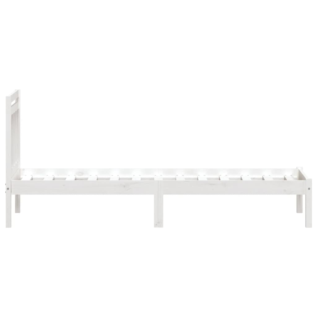 vidaXL Estructura de cama individual madera maciza blanco 75x190 cm