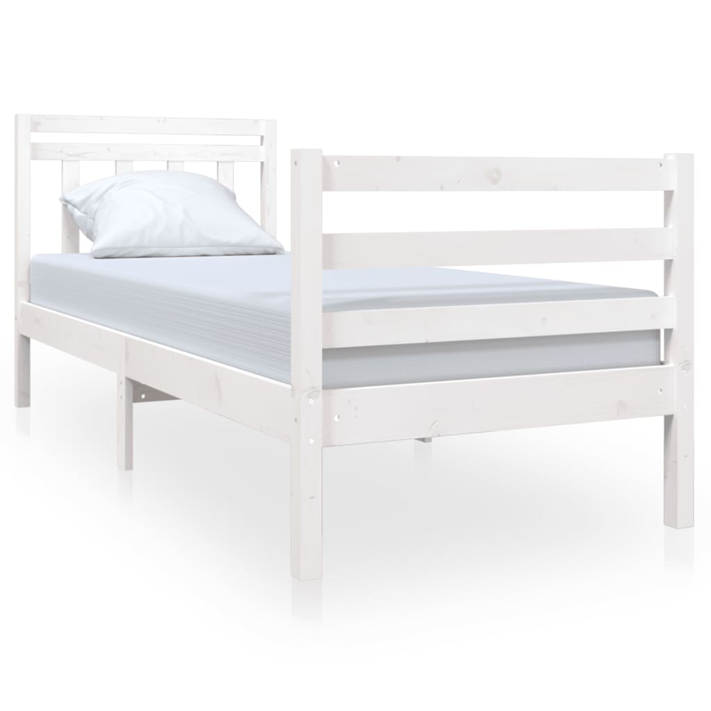 vidaXL Estructura de cama individual madera maciza blanco 75x190 cm