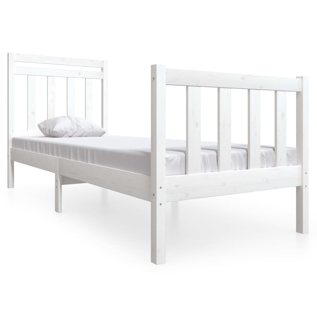 vidaXL Estructura de cama individual madera maciza blanco 75x190 cm