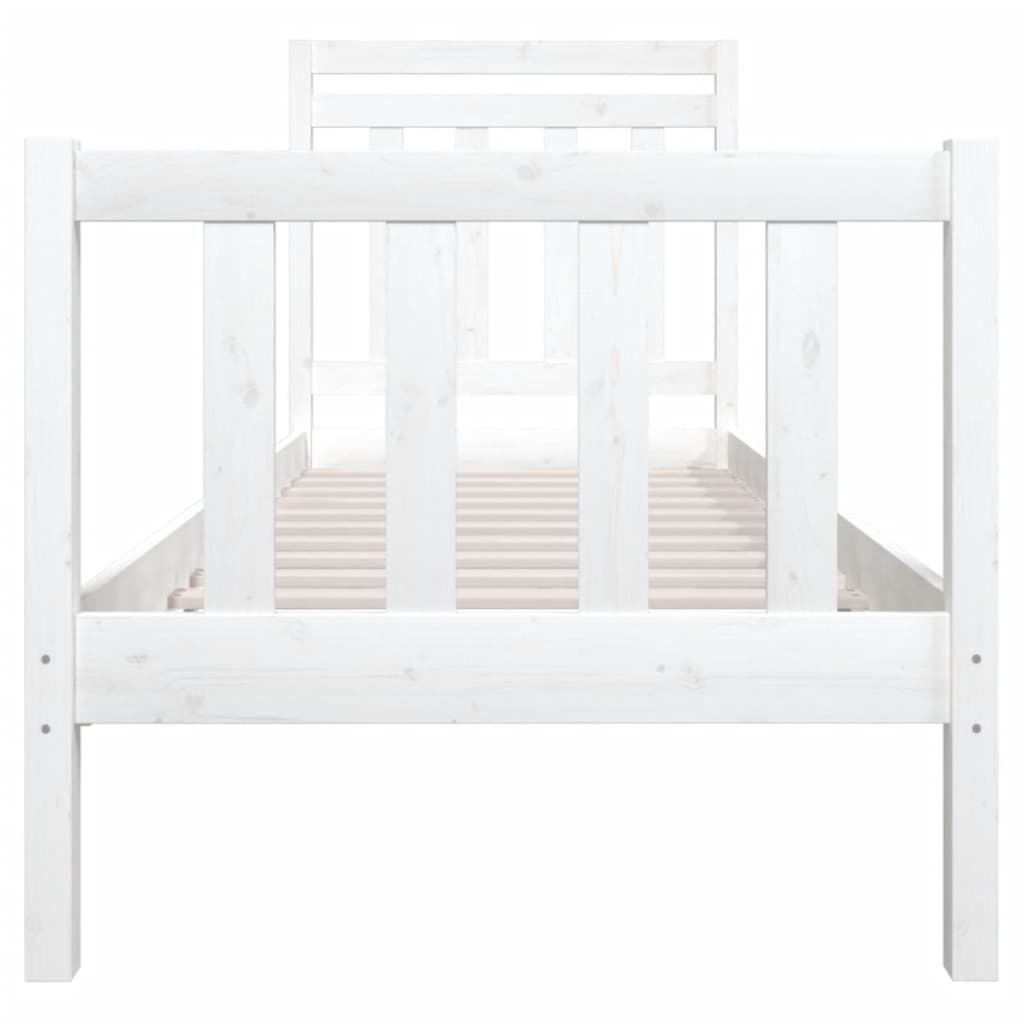 vidaXL Estructura de cama individual madera maciza blanco 75x190 cm