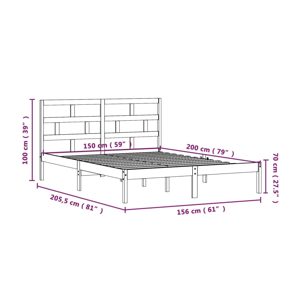 vidaXL Estructura de cama de madera maciza 150x200 cm