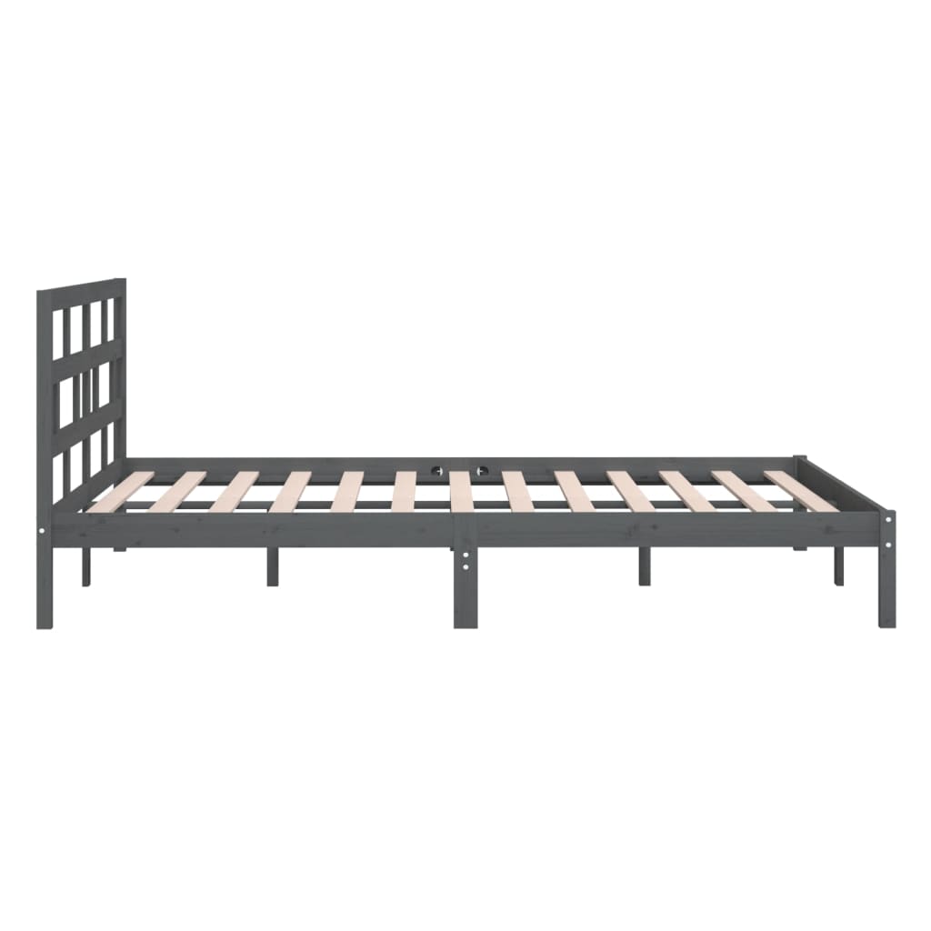 vidaXL Estructura de cama de madera maciza gris super king 180x200 cm