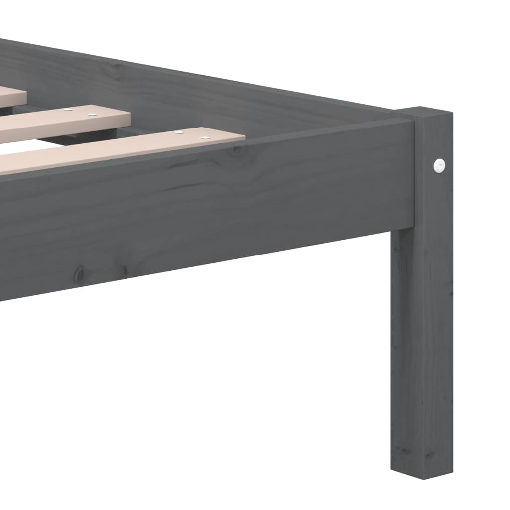 vidaXL Estructura de cama de madera maciza gris super king 180x200 cm