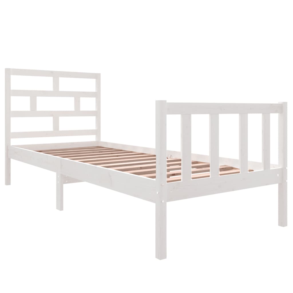 vidaXL Estructura de cama madera maciza de pino blanco 75x190 cm