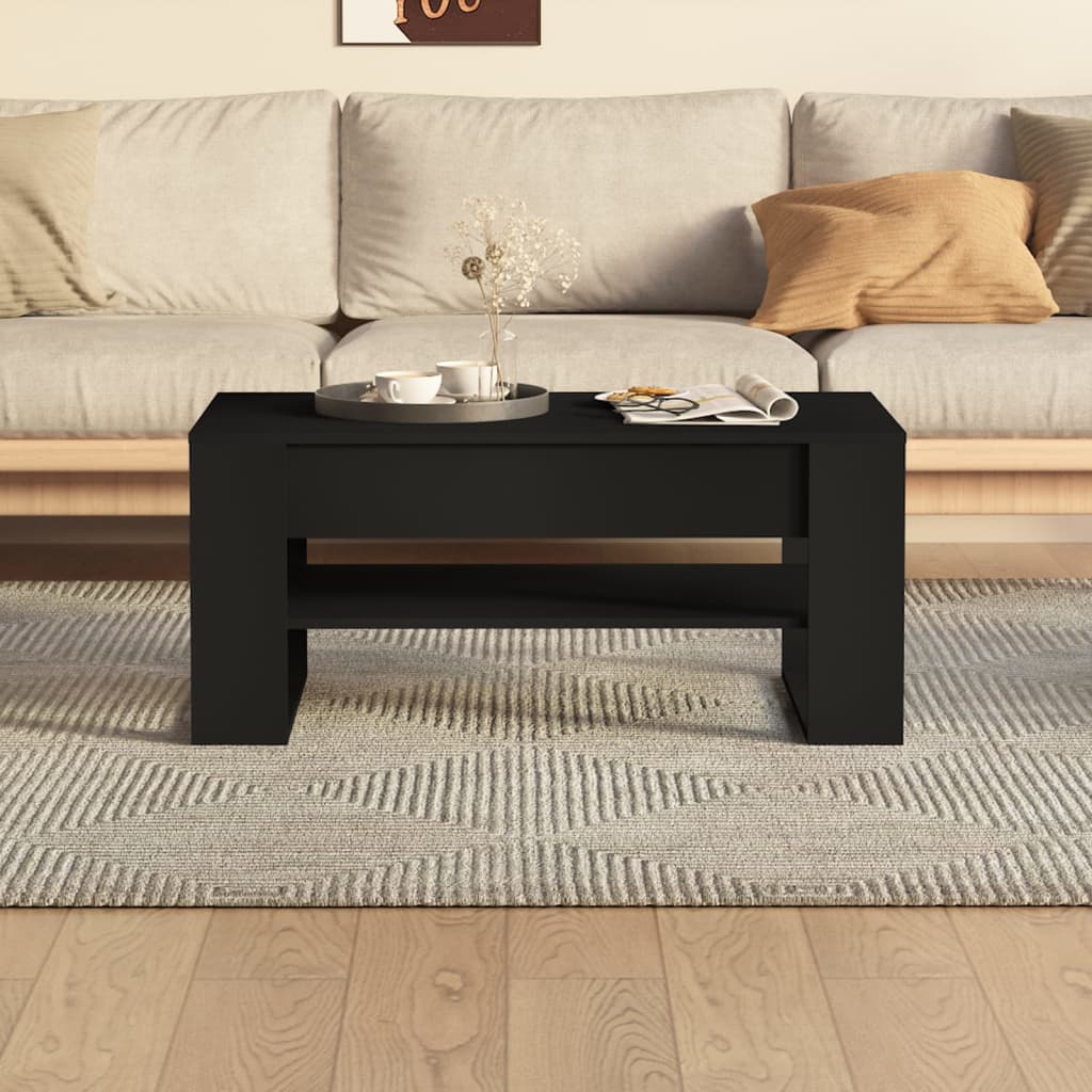 vidaXL Mesa de centro madera de ingeniería negro 102x55x45 cm