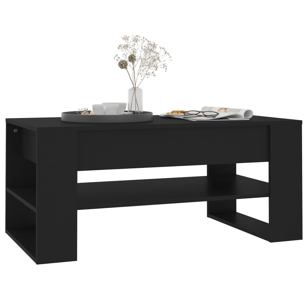 vidaXL Mesa de centro madera de ingeniería negro 102x55x45 cm