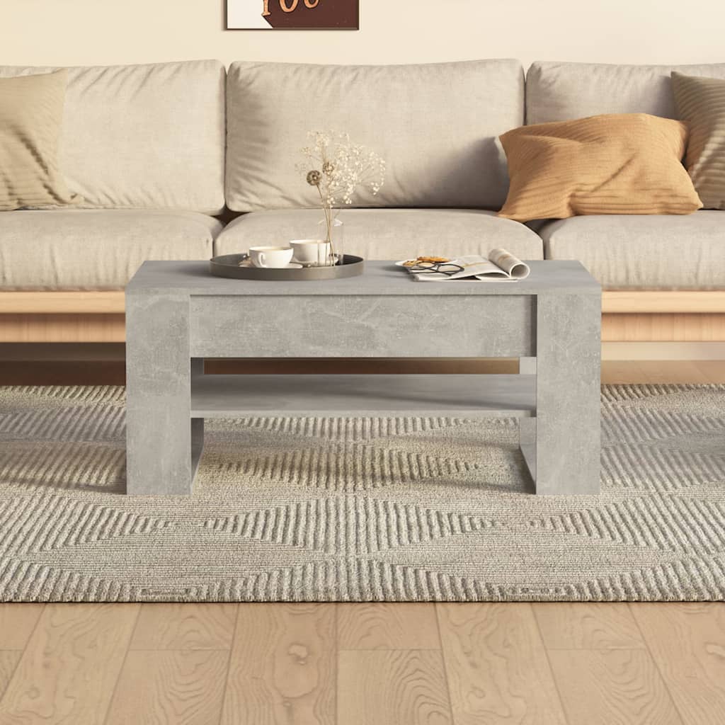 vidaXL Mesa de centro madera contrachapada gris hormigón 102x55x45 cm