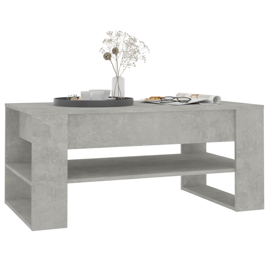 vidaXL Mesa de centro madera contrachapada gris hormigón 102x55x45 cm