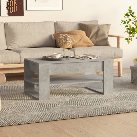 vidaXL Mesa de centro madera contrachapada gris hormigón 102x55x45 cm