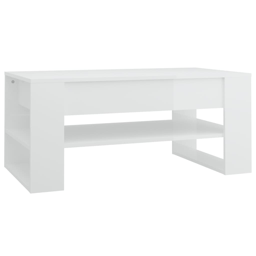 vidaXL Mesa de centro madera de ingeniería blanco brillo 102x55x45 cm