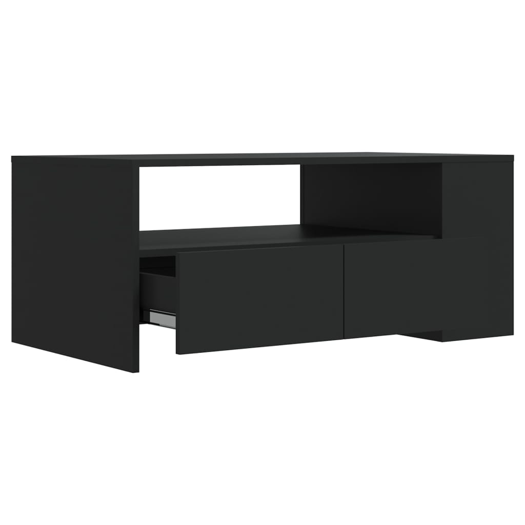 vidaXL Mesa de centro madera de ingeniería negra 102x55x42 cm