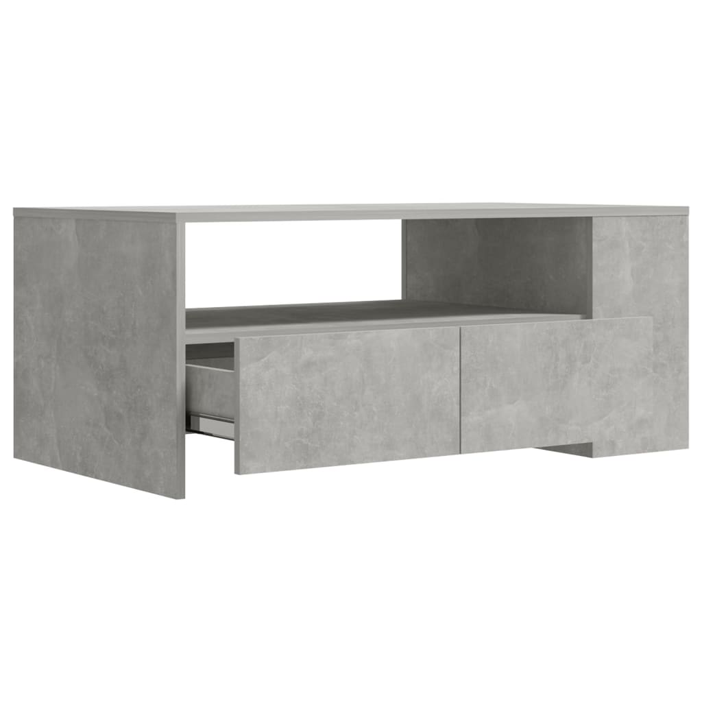 vidaXL Mesa de centro madera de ingeniería gris hormigón 102x55x42 cm