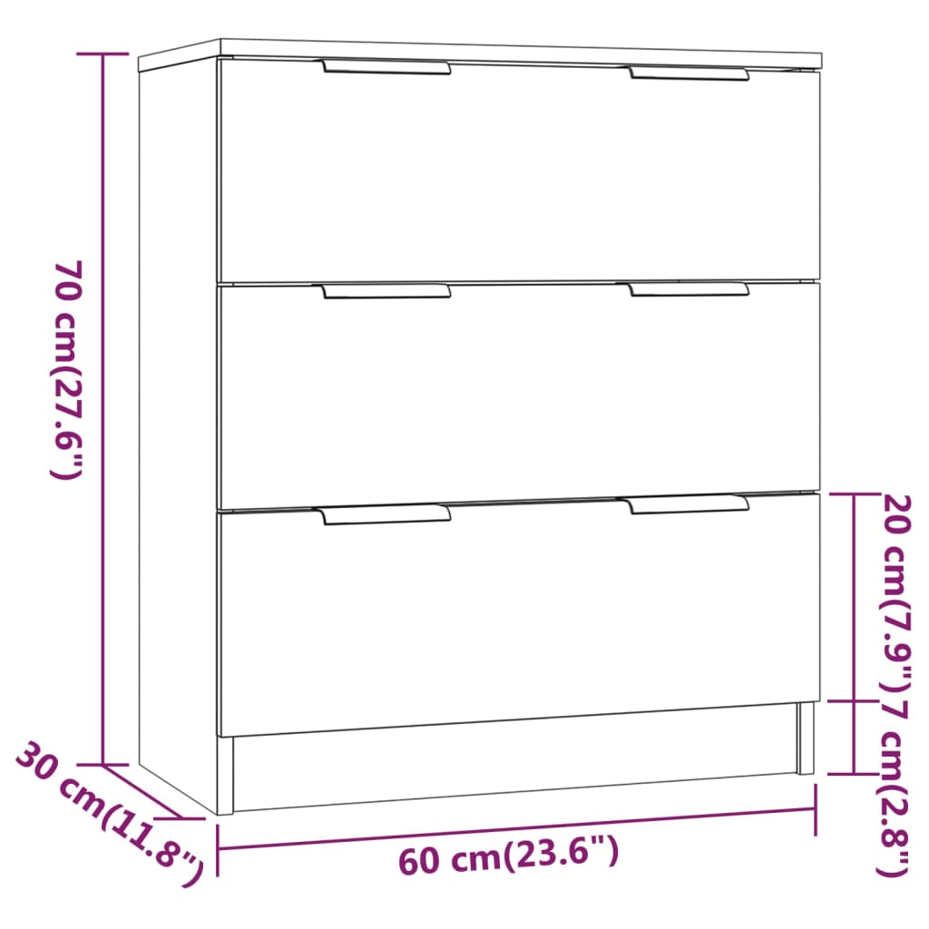 vidaXL Aparador de madera contrachapada blanco 60x30x70 cm