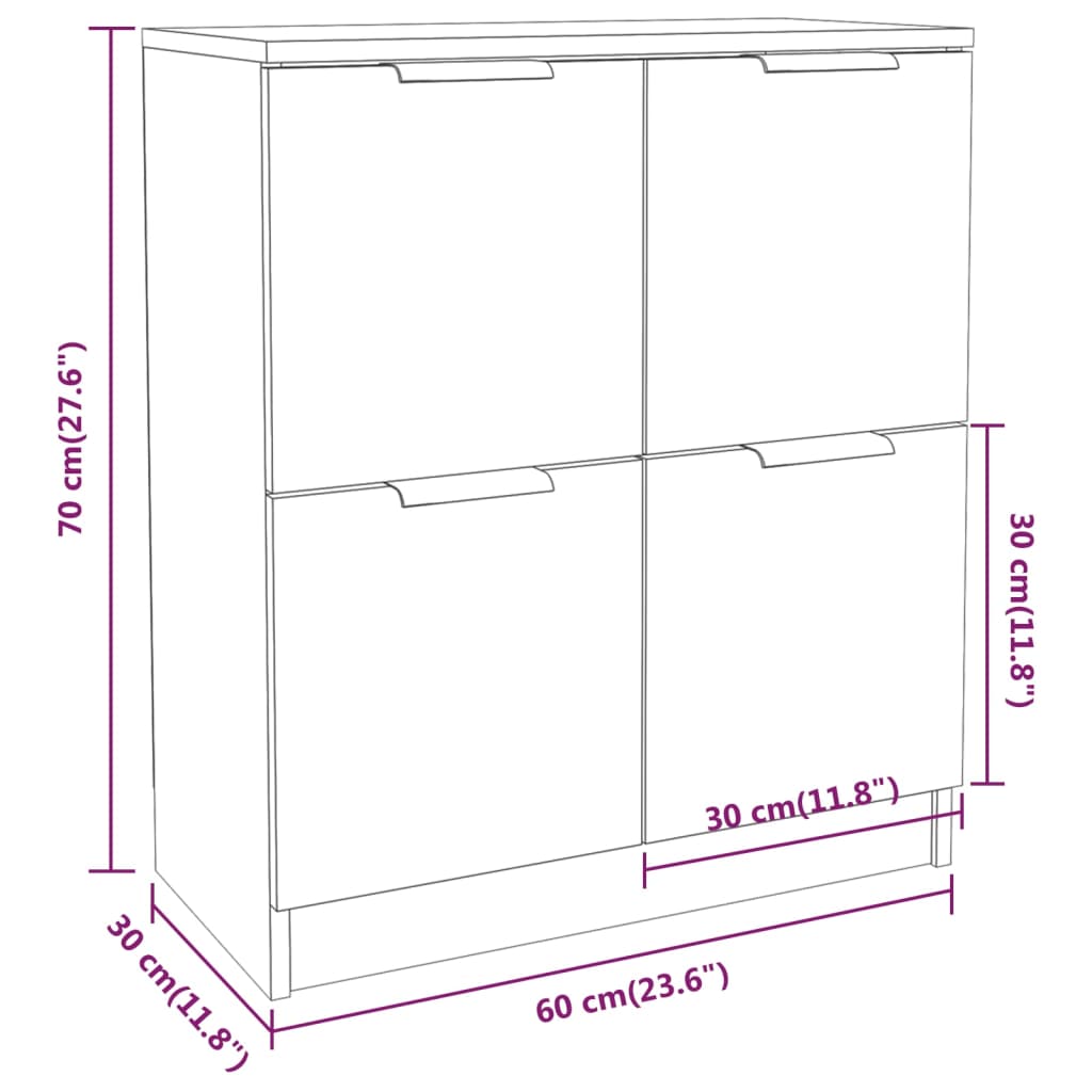 vidaXL Aparador de madera contrachapada color roble Sonoma 60x30x70 cm