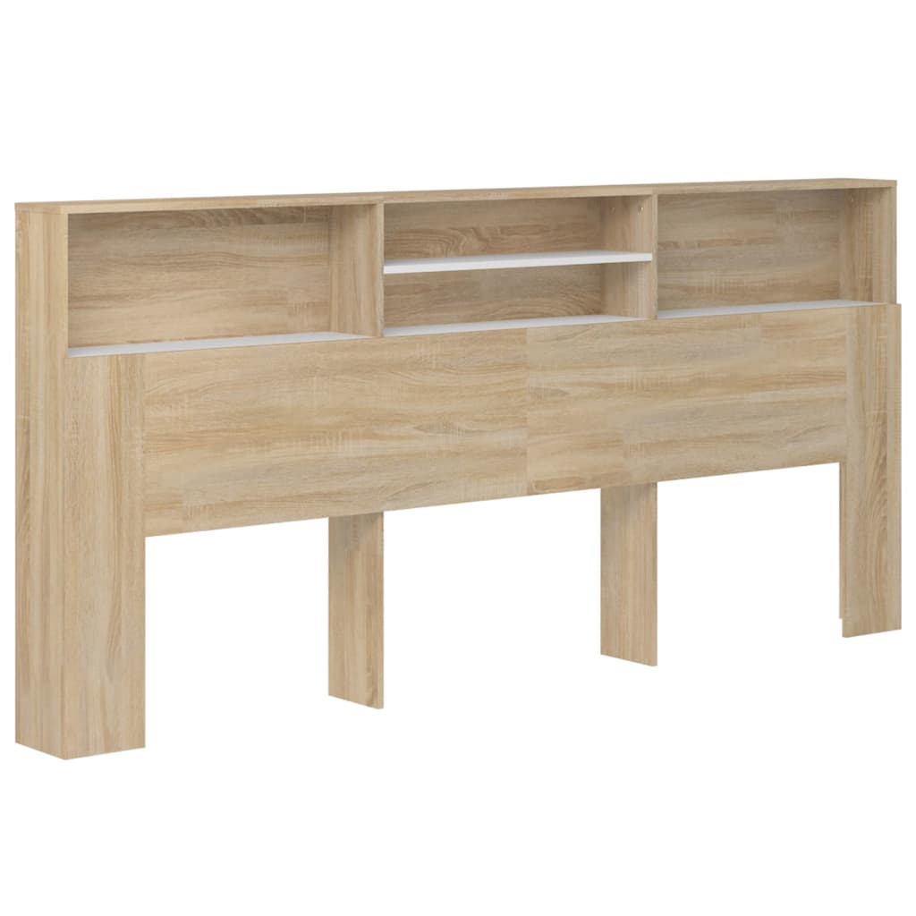 vidaXL Mueble cabecero color blanco y roble Sonoma 220x19x103,5 cm