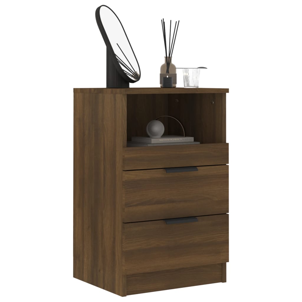 vidaXL Mesita de noche madera contrachapada color roble marrón