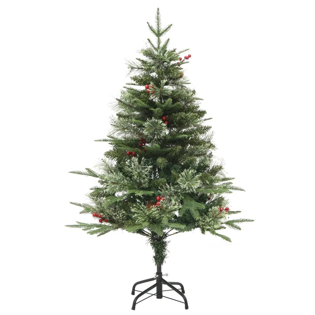 vidaXL Árbol de Navidad con luces y piñas PVC PE verde 120 cm