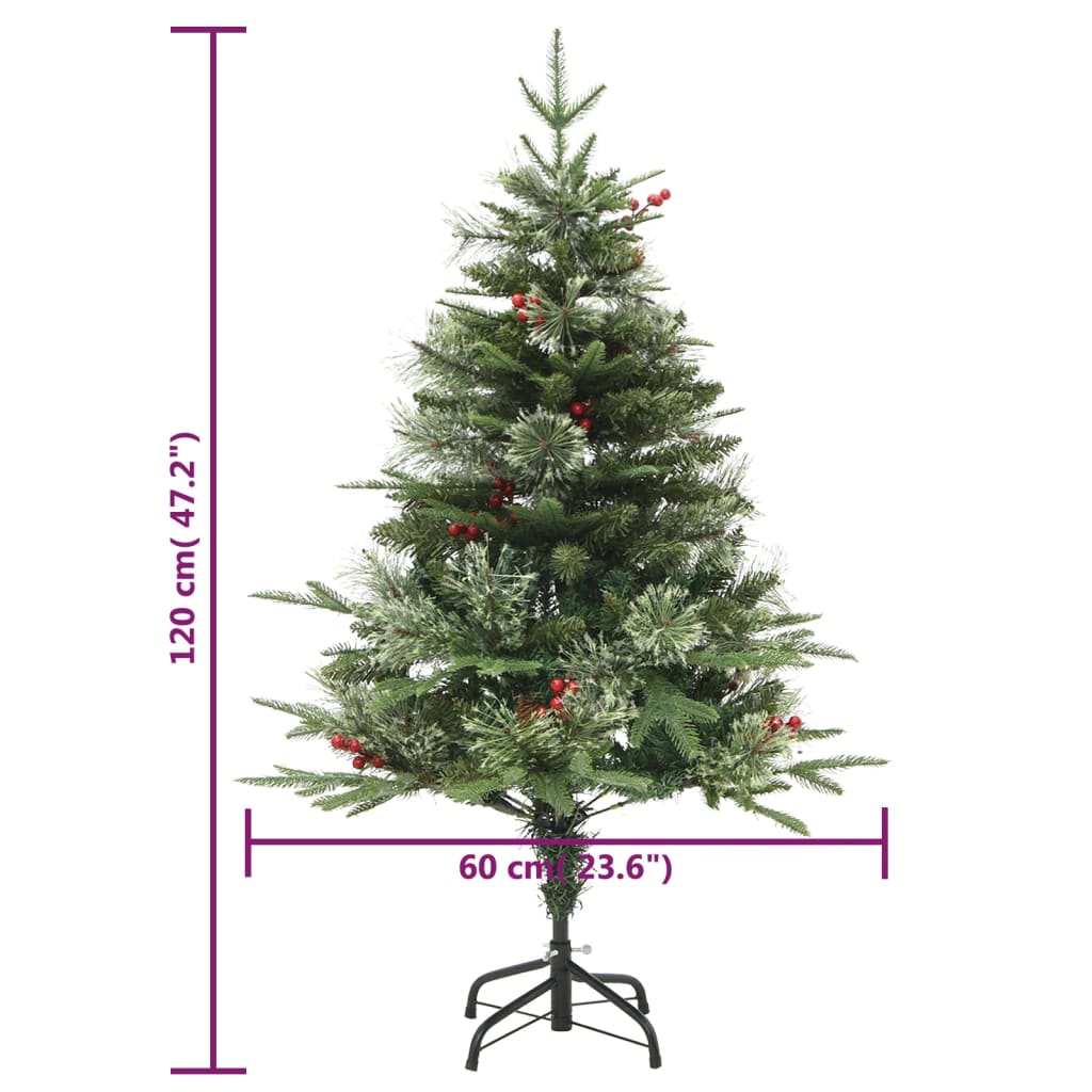 vidaXL Árbol de Navidad con luces y piñas PVC PE verde 120 cm