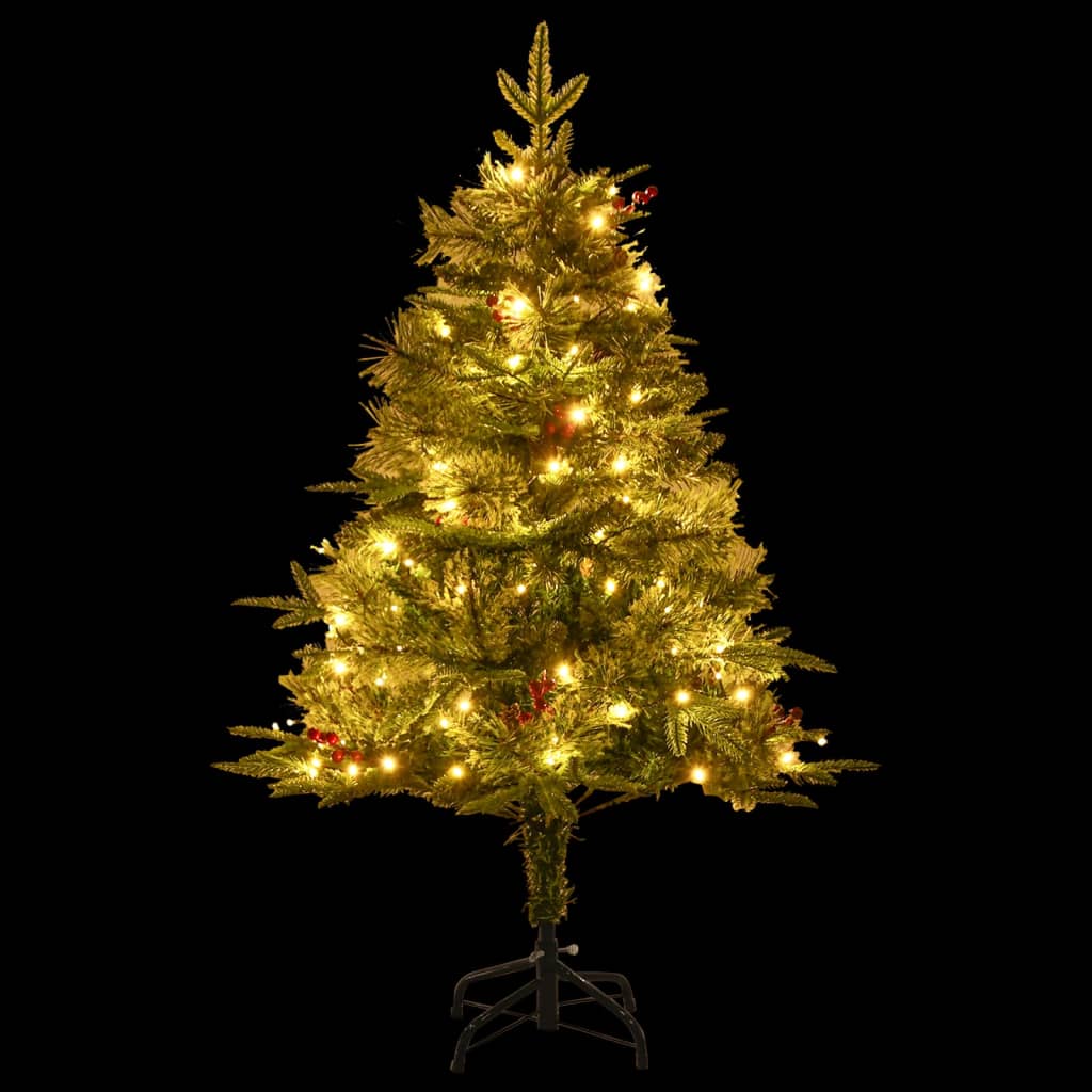 vidaXL Árbol de Navidad con luces y piñas PVC PE verde 120 cm