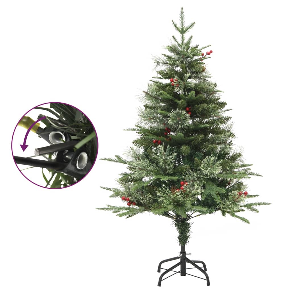 vidaXL Árbol de Navidad con luces y piñas PVC PE verde 120 cm