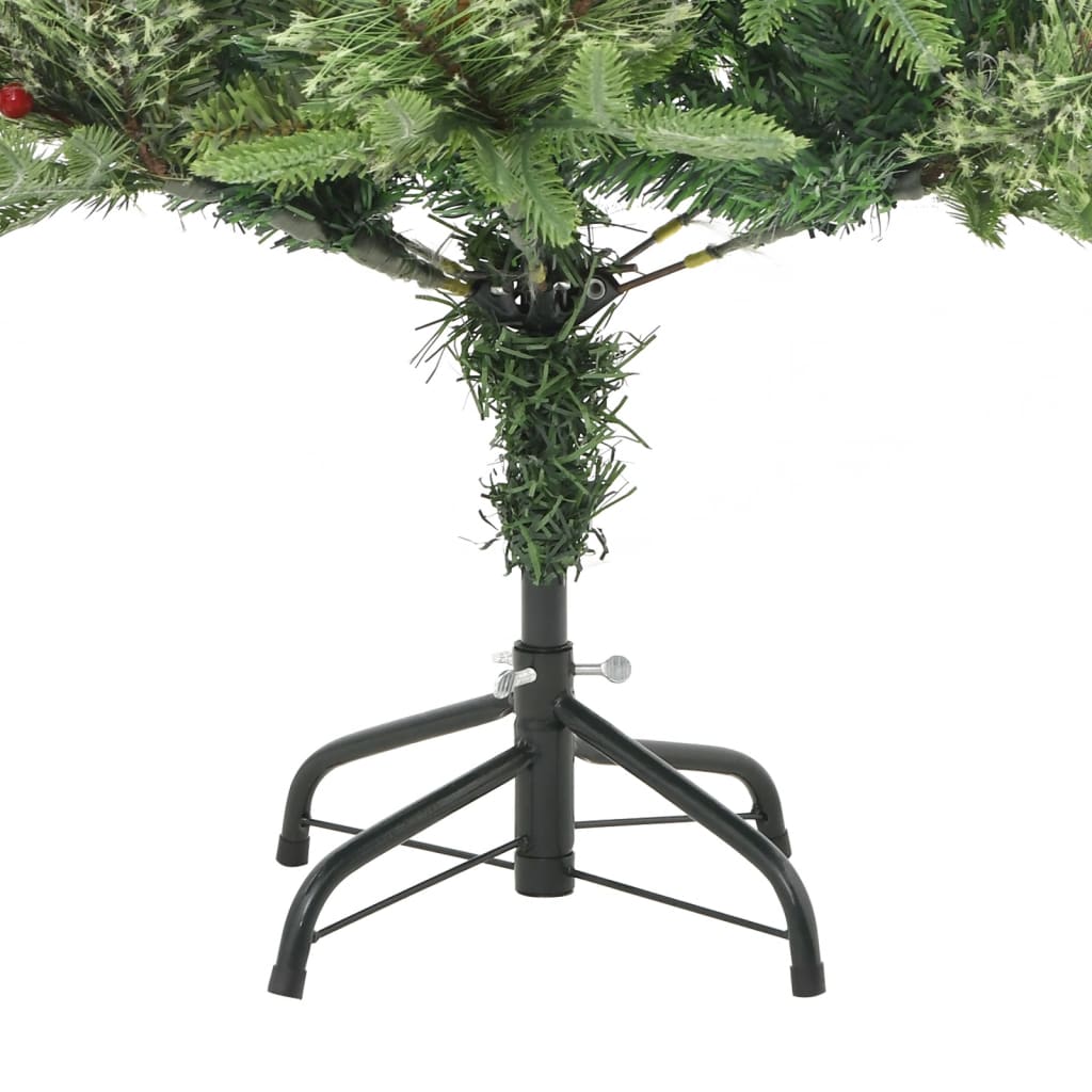 vidaXL Árbol de Navidad con luces y piñas PVC PE verde 120 cm