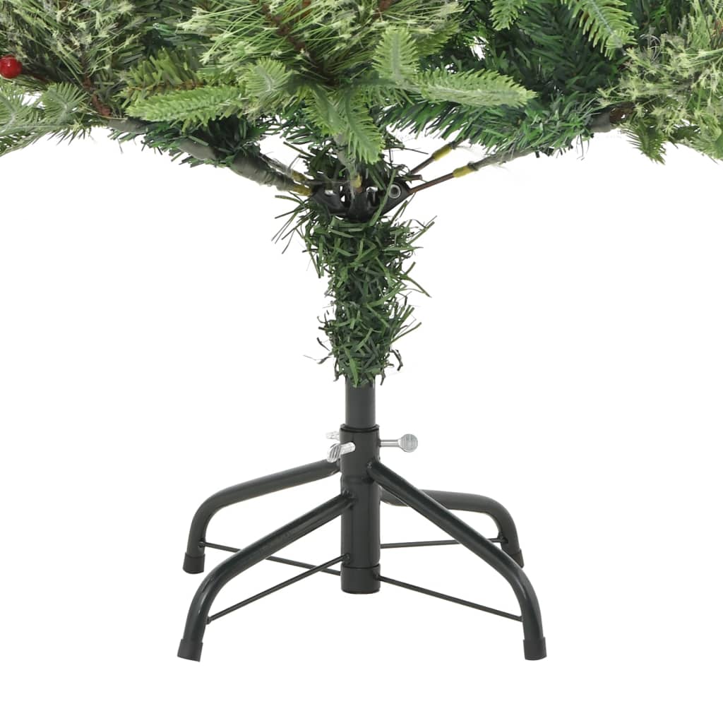 vidaXL Árbol de Navidad con luces y piñas PVC PE verde 150 cm