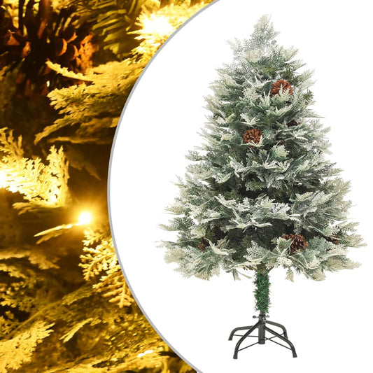 vidaXL Árbol de Navidad con luces y piñas PVC PE verde 120 cm