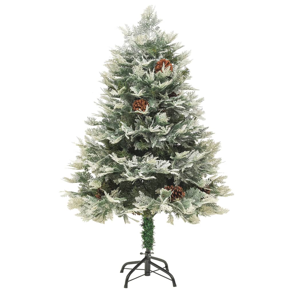 vidaXL Árbol de Navidad con luces y piñas PVC PE verde 120 cm