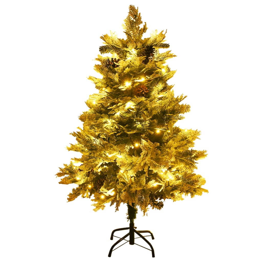 vidaXL Árbol de Navidad con luces y piñas PVC PE verde 120 cm