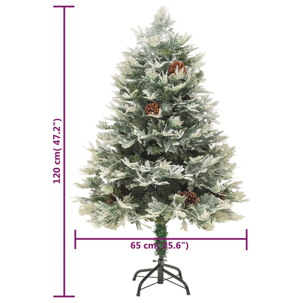 vidaXL Árbol de Navidad con luces y piñas PVC PE verde 120 cm