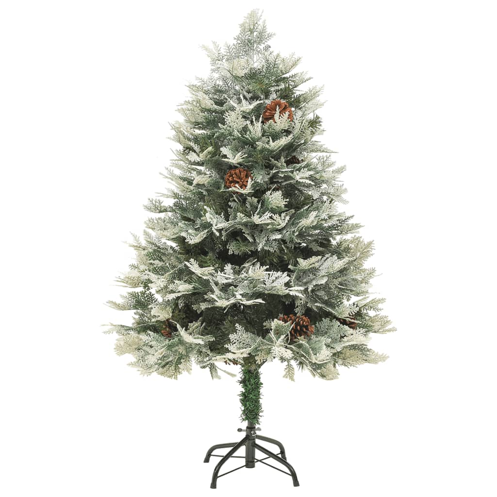 vidaXL Árbol de Navidad con luces y piñas PVC PE verde 150 cm