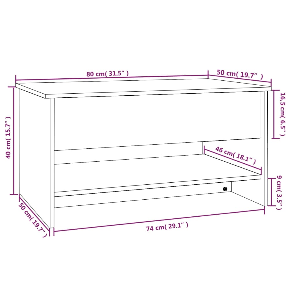 vidaXL Mesa de centro madera contrachapada blanca 80x50x40 cm