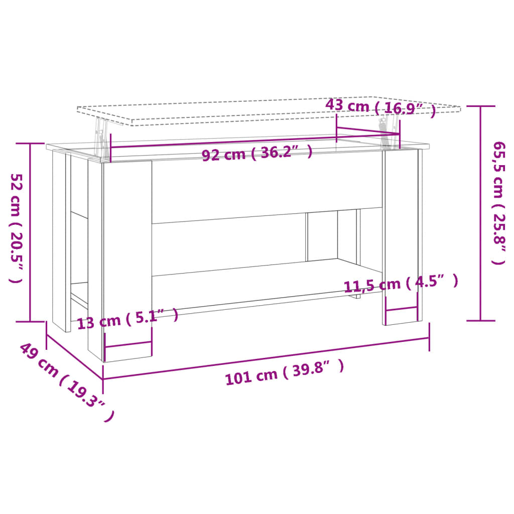 vidaXL Mesa de centro madera de ingeniería blanco 101x49x52 cm