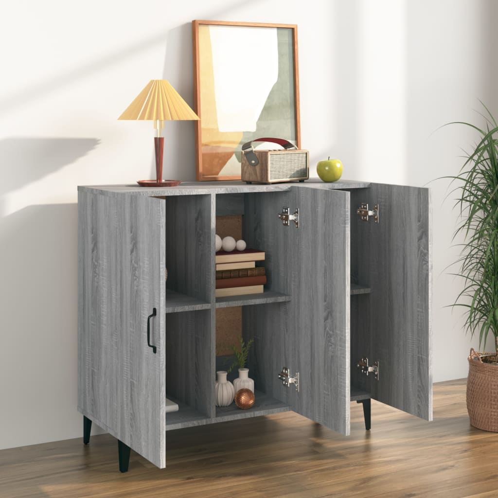 vidaXL Aparador de madera de ingeniería gris Sonoma 90x34x80 cm