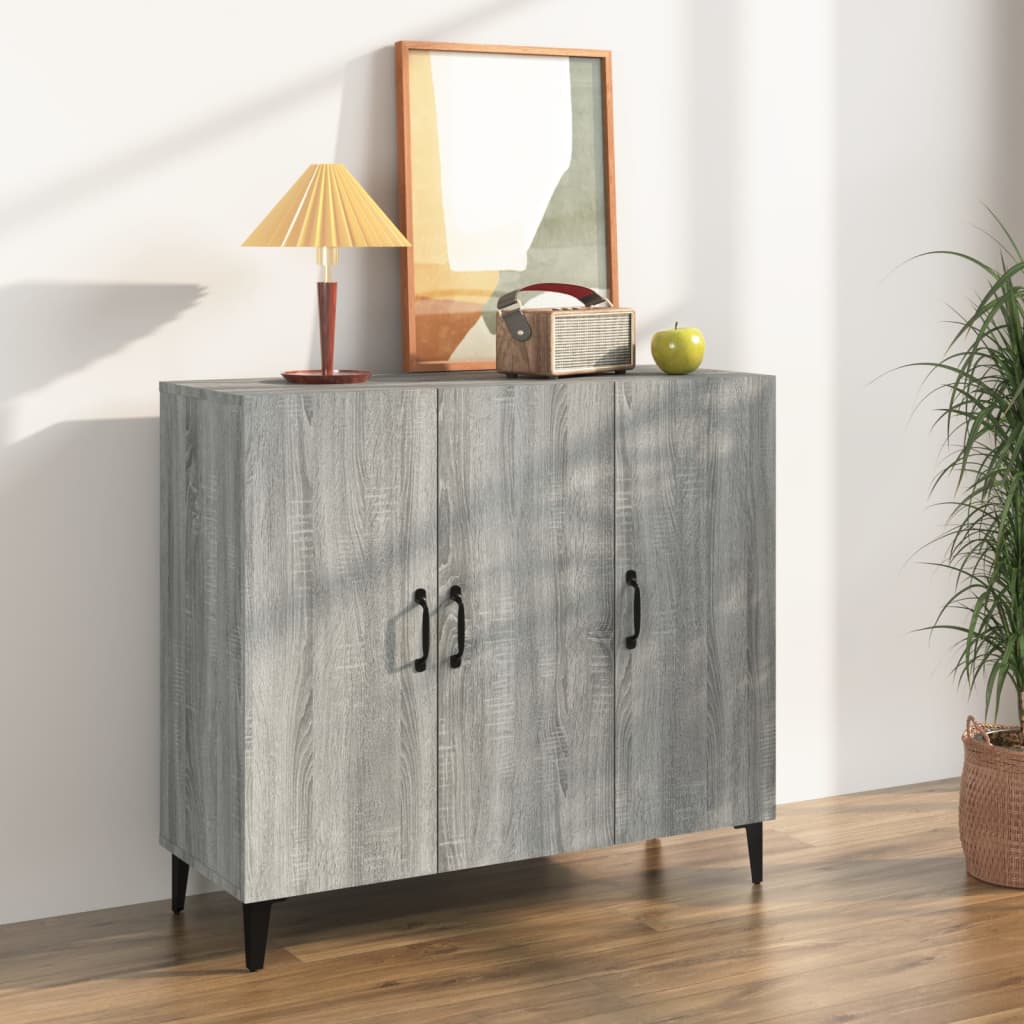 vidaXL Aparador de madera de ingeniería gris Sonoma 90x34x80 cm