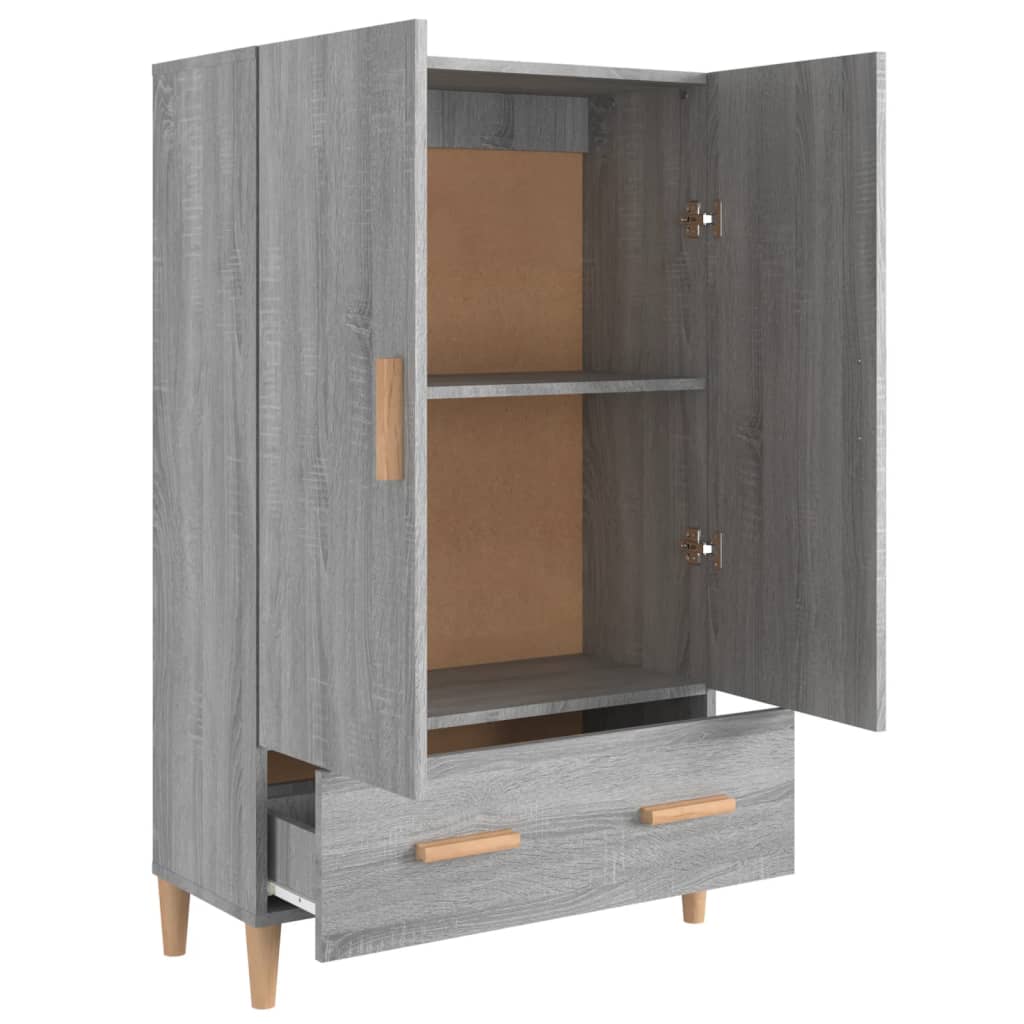 vidaXL Aparador alto de madera contrachapada gris Sonoma 70x31x115 cm