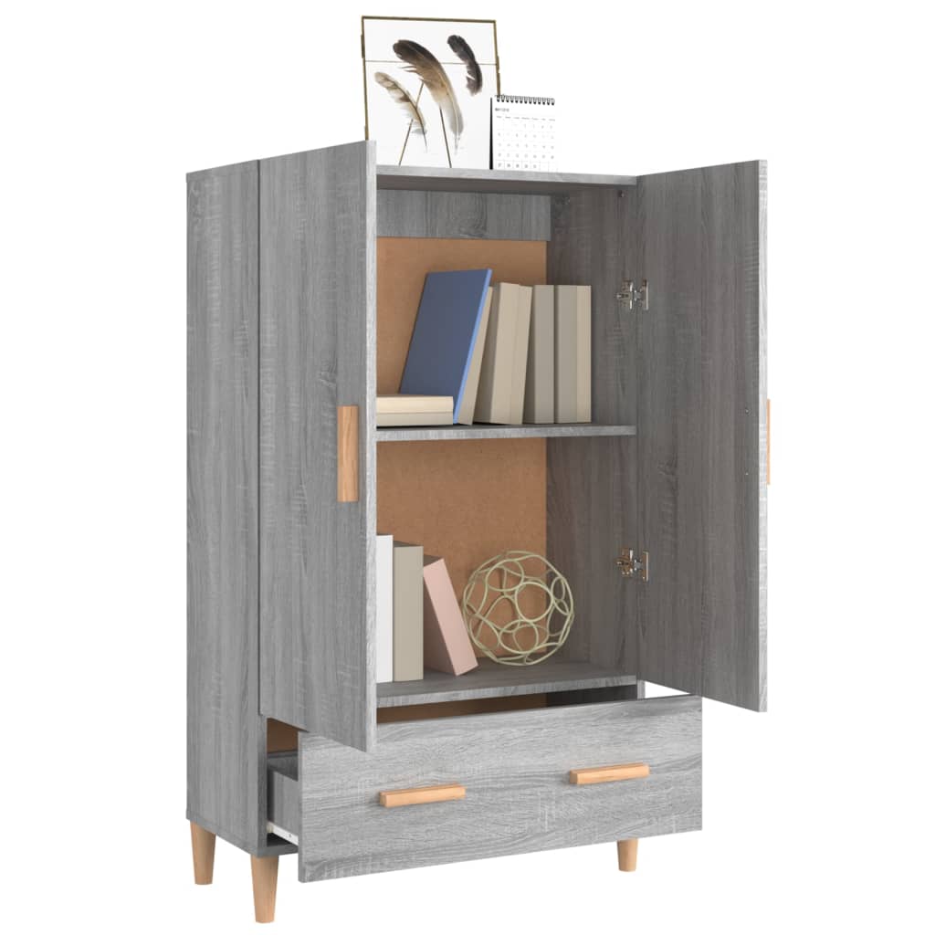 vidaXL Aparador alto de madera contrachapada gris Sonoma 70x31x115 cm