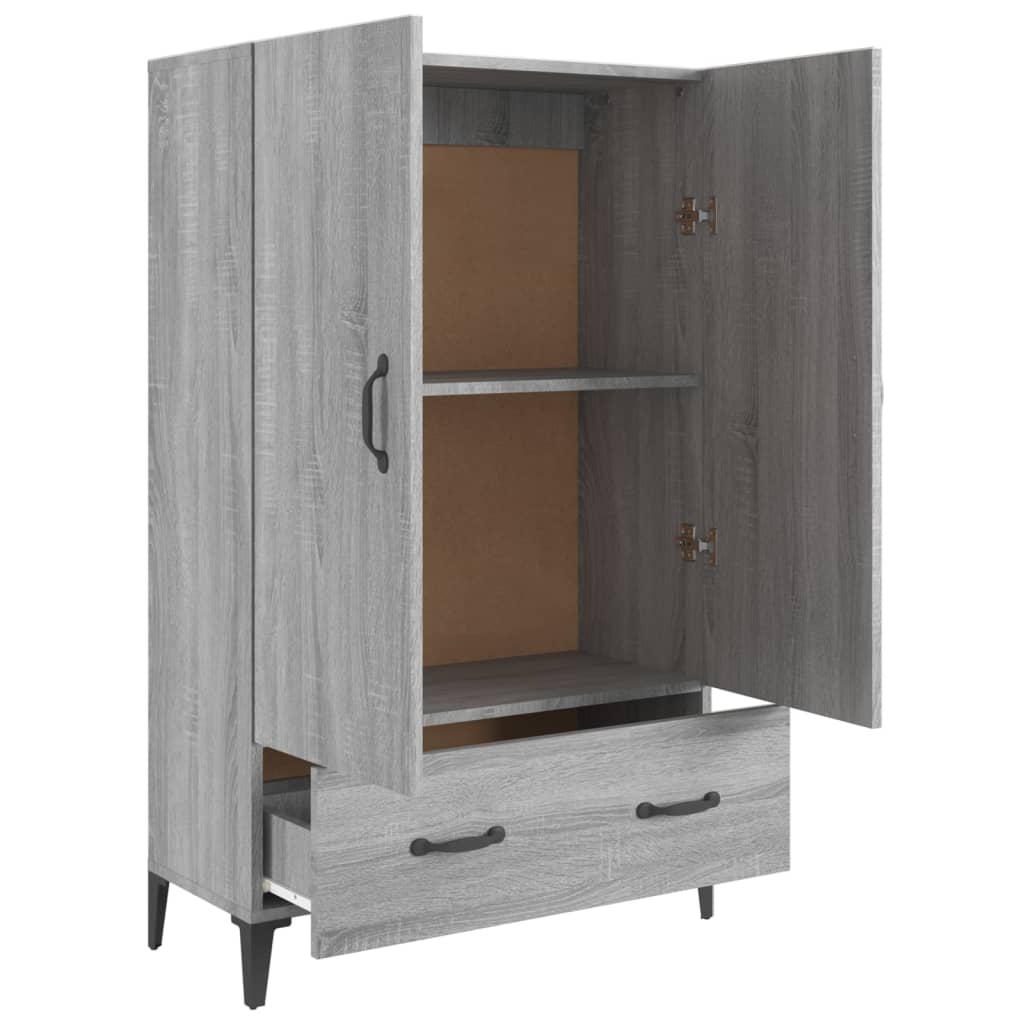 vidaXL Aparador alto de madera contrachapada gris Sonoma 70x31x115 cm