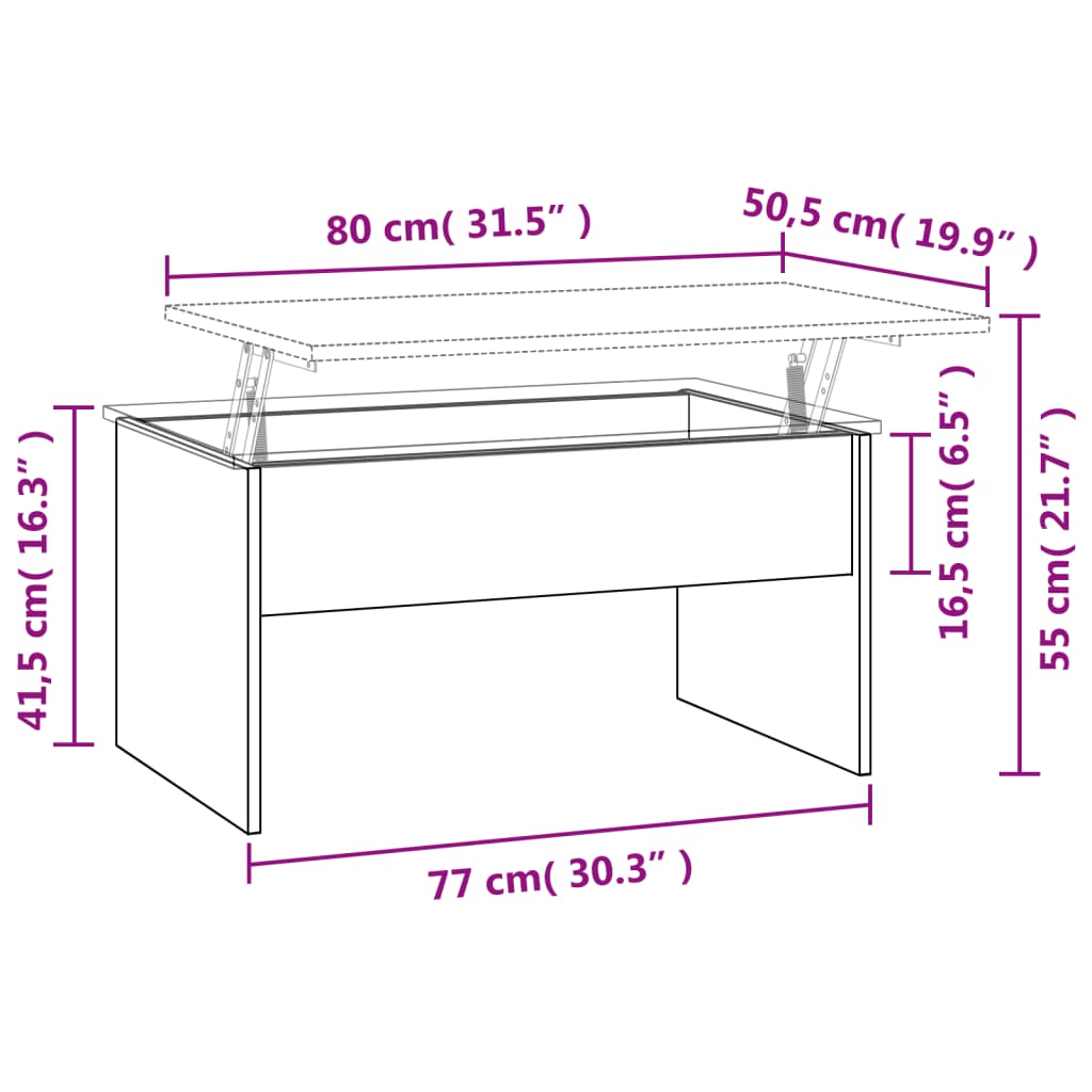 vidaXL Mesa de centro madera de ingeniería marrón roble 80x50,5x41,5cm