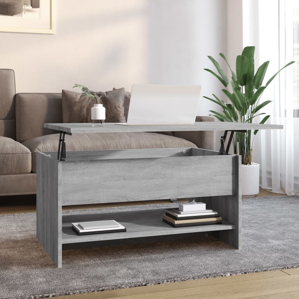 vidaXL Mesa de centro madera contrachapada gris Sonoma 80x50x40 cm