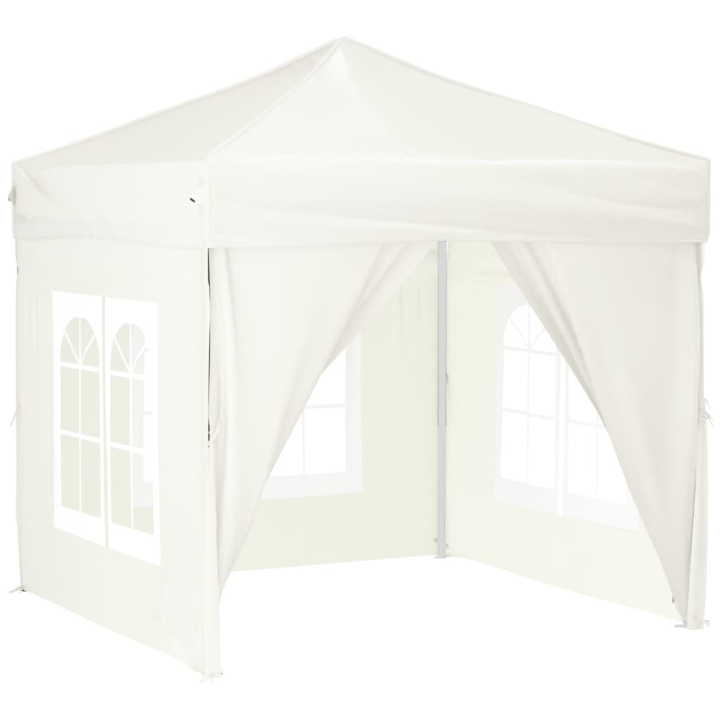 vidaXL Carpa para fiestas plegable con paredes laterales crema 2x2 m