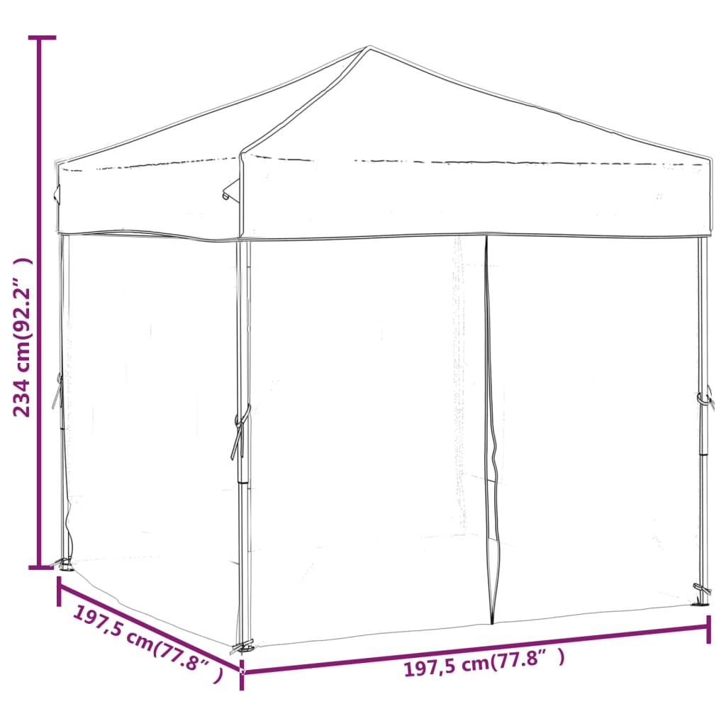 vidaXL Carpa para fiestas plegable con paredes laterales crema 2x2 m