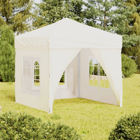 vidaXL Carpa para fiestas plegable con paredes laterales crema 2x2 m