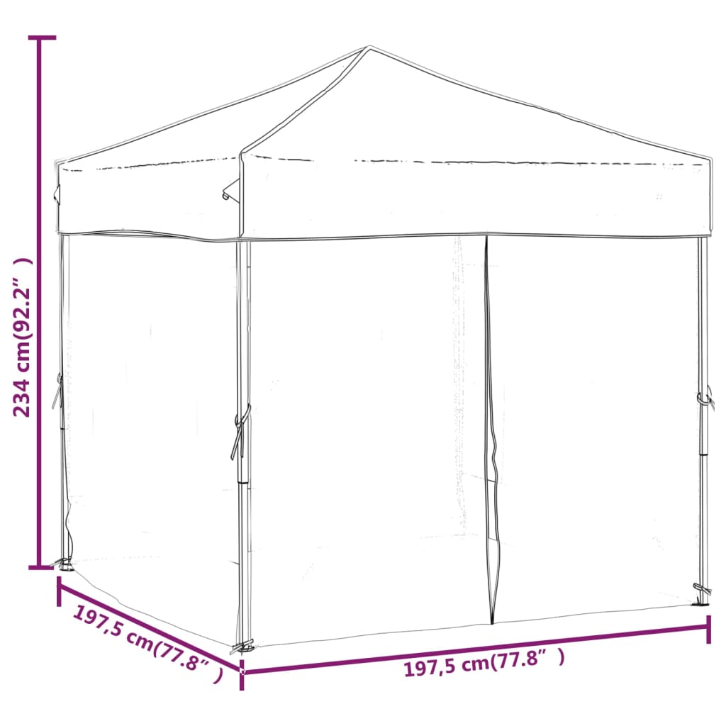 vidaXL Carpa de fiesta plegable con paredes laterales antracita 2x2 m