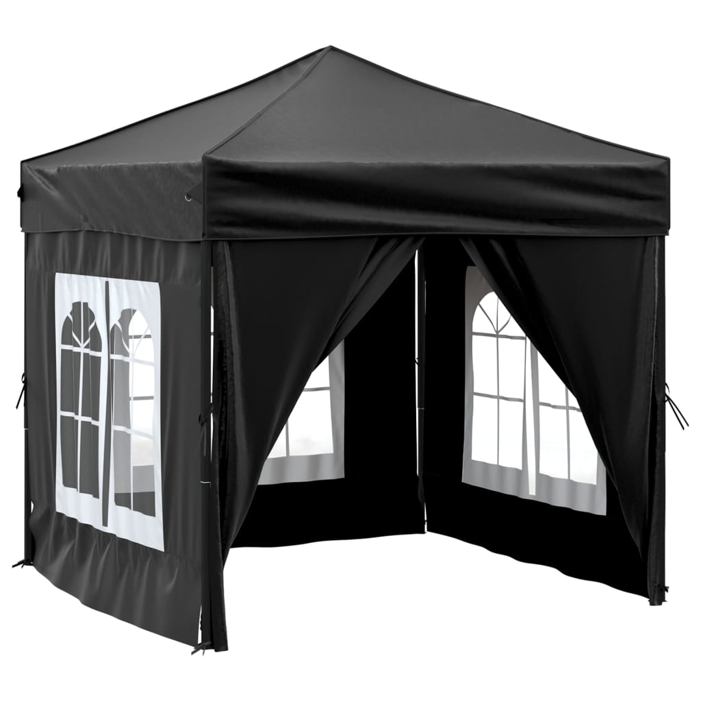 vidaXL Carpa para fiestas plegable con paredes laterales negro 2x2 m