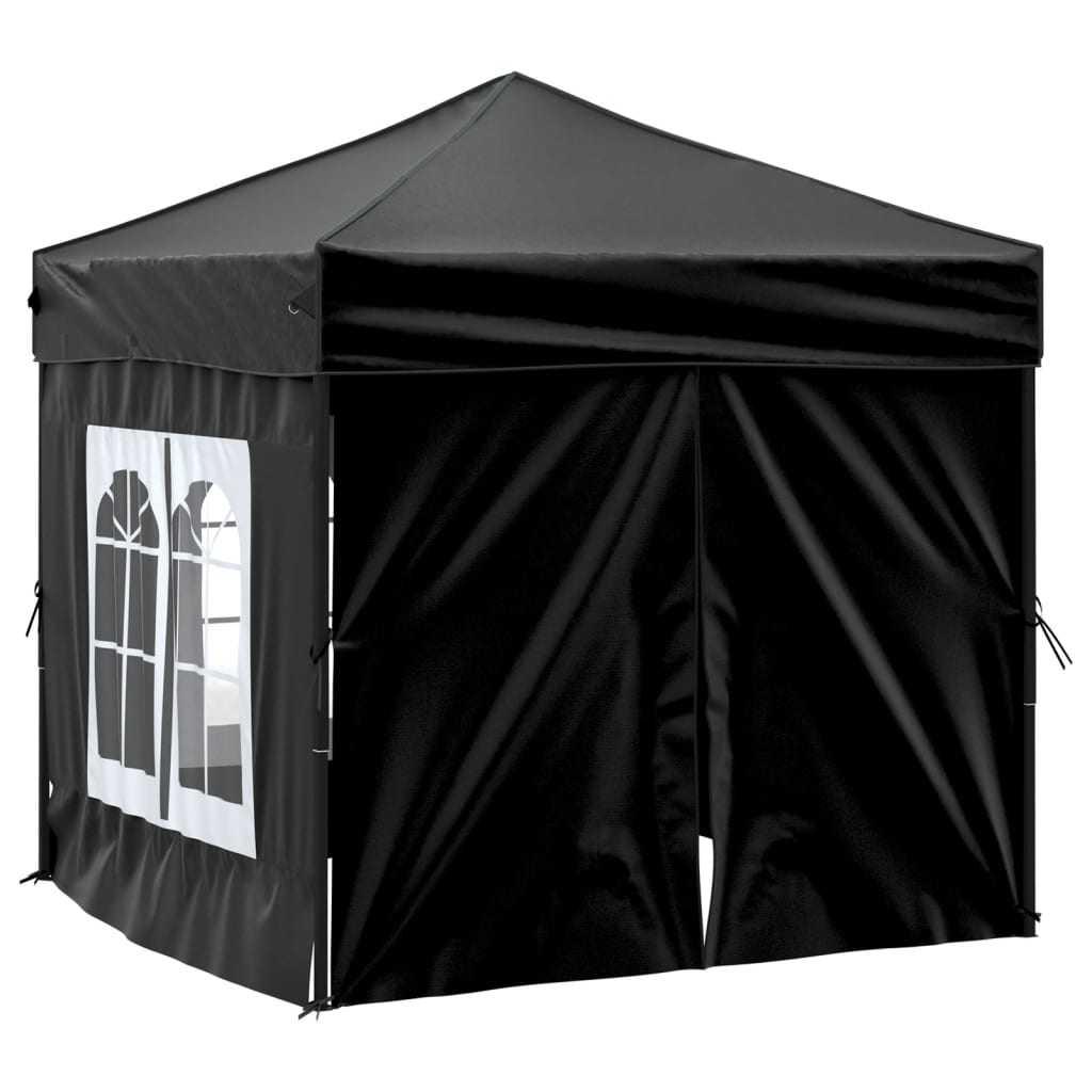 vidaXL Carpa para fiestas plegable con paredes laterales negro 2x2 m