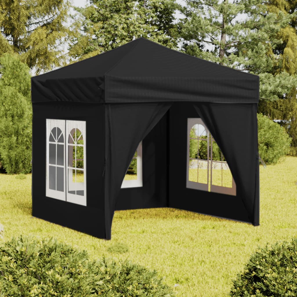 vidaXL Carpa para fiestas plegable con paredes laterales negro 2x2 m