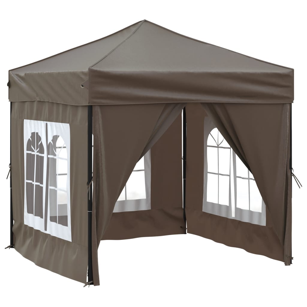 vidaXL Carpa de fiesta plegable con paredes laterales gris taupe 2x2 m